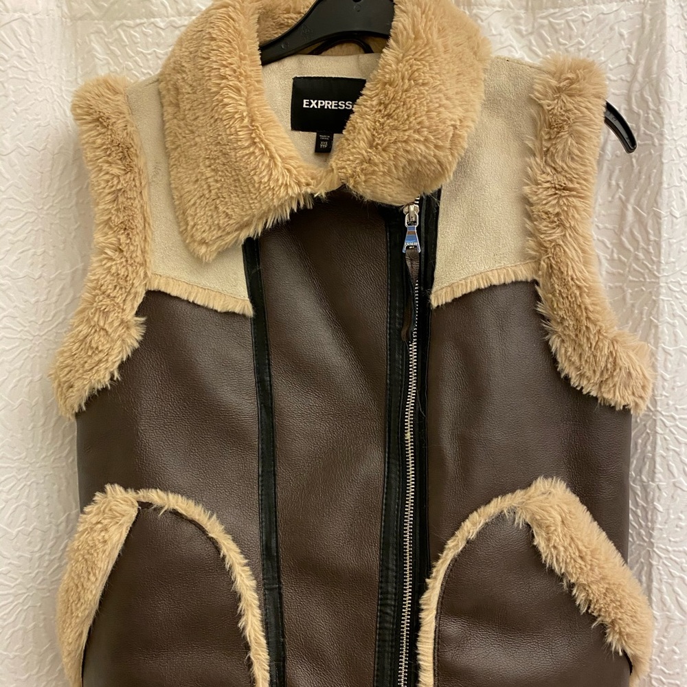 Express mixed media asymmetric vest XXS